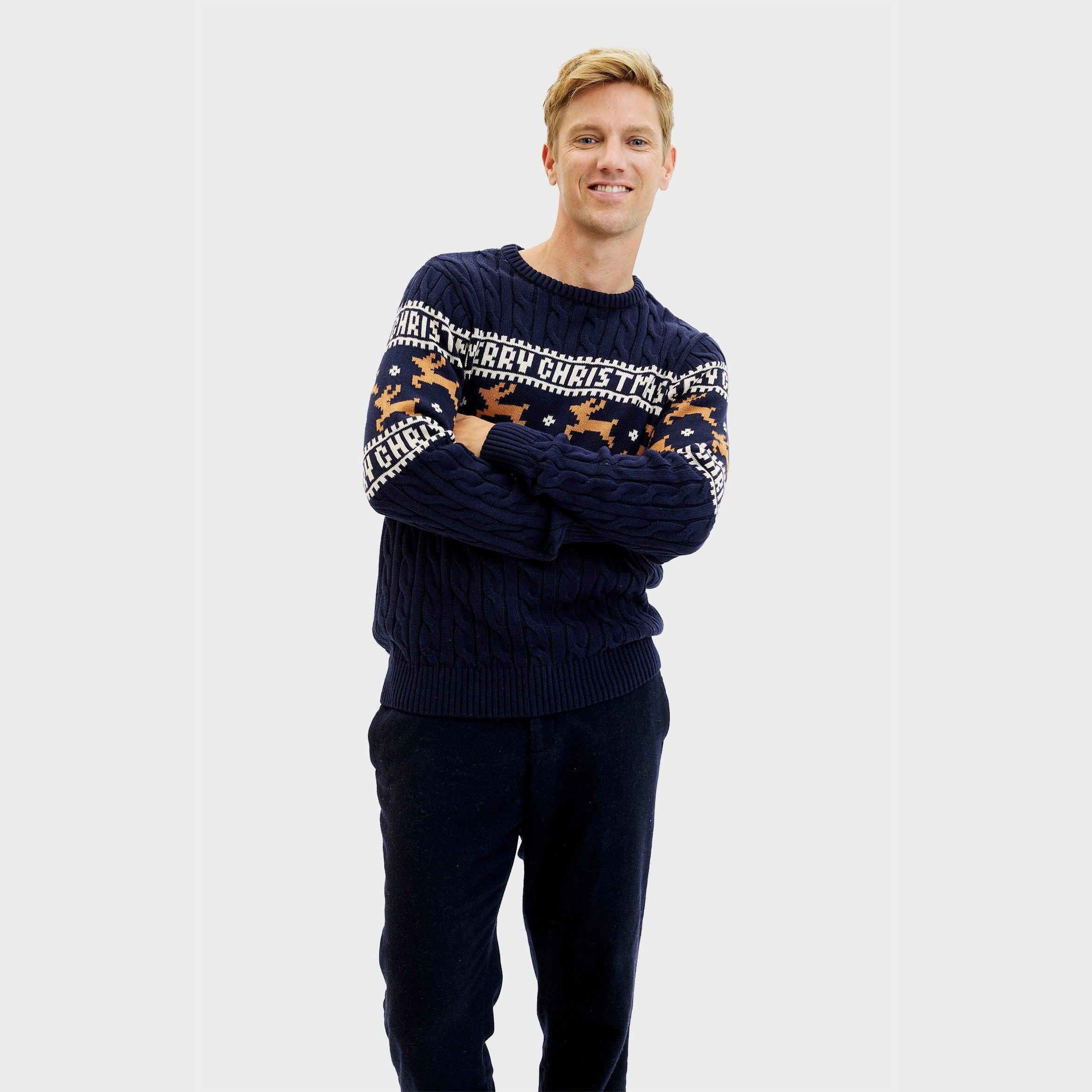 The Elegant Blue Christmas Sweater β Men